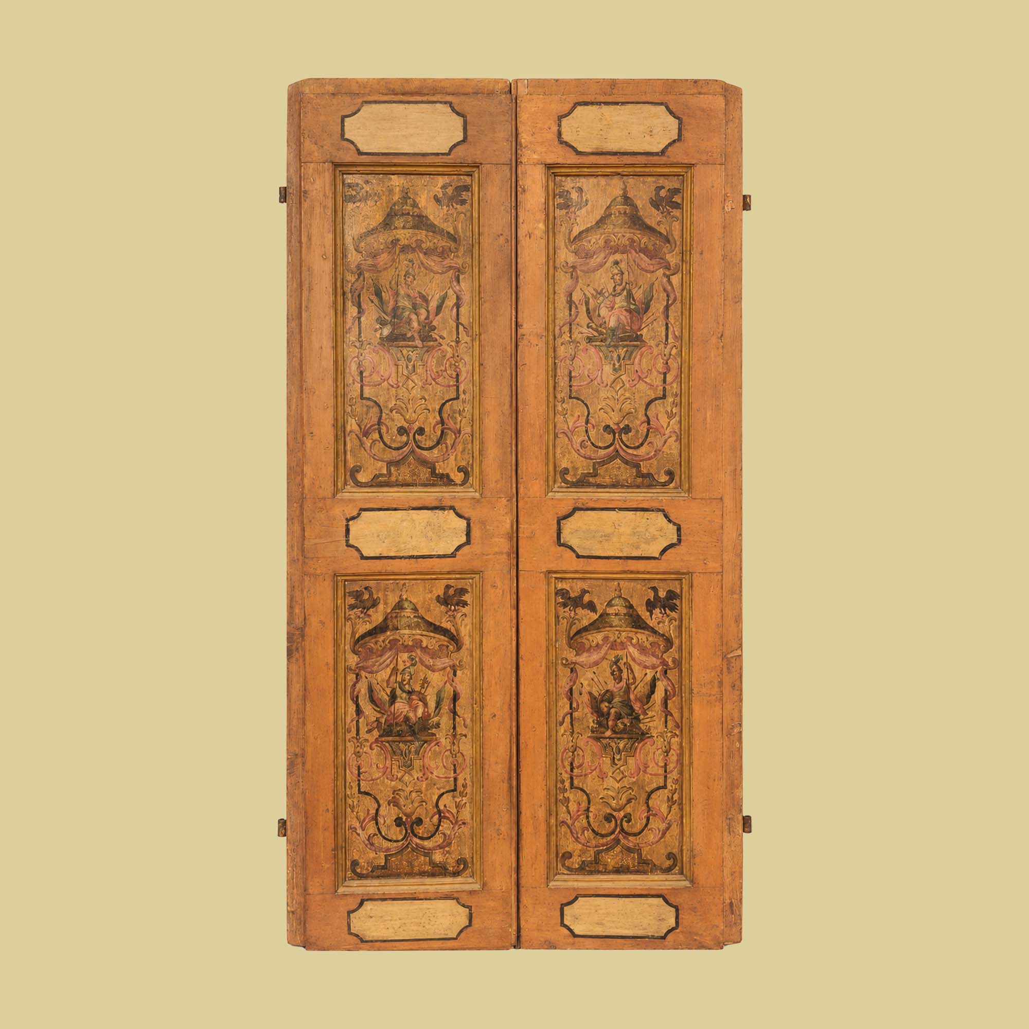 Porta dipinta con personaggi Italia centrale - XVII sec. - cm 215x105